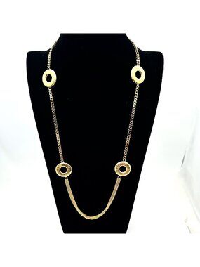Moda Al Massimo 18K Gold Plated Bronze Brushed Circled Necklace 28 Inch